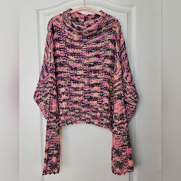 Sage The Label Tutti Frutti Turtleneck Loose Knit Sweater MEDIUM Purple Motif - Picture 6 of 9